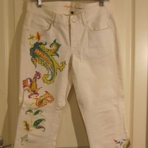 Ralph Lauren Couture Line White Handpainted Jeans